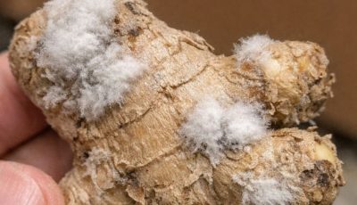 Ginger root developed white fuzzy patches in storage. Is trimming enough or toss it