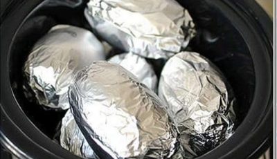 Wrap potatoes in tin foil and put in crock pot. Enjoy this lip-smacking result