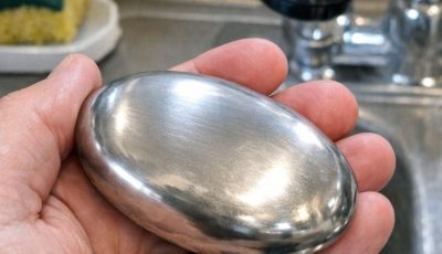 Saw this at an estate sale by the kitchen sink. It looks like a bar of soap but it’s made of solid metal and has no smell.