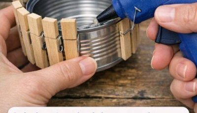 Lady glues 40 wooden clothespins around tuna can. You won’t believe how fast this is spreading!