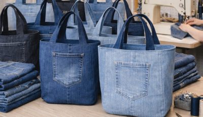 Homemade bag made with recycled jeans: easy to make and without a pattern.