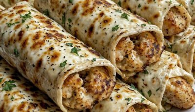 Cheesy Garlic Chicken Wraps — Ready in 20 Minutes, Packed with Flavor!