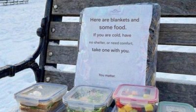 Poor single father of three left blankets and food on a bench for the homeless – a month later, a lawyer showed up on his porch