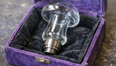 Found this glass mushroom thing in a velvet-lined box at an estate sale. It has a metal connector at the bottom. Looks like part of a machine?