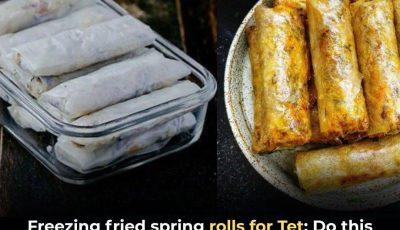 Freezing fried spring rolls for Tet: Do this extra step so they don’t fall apart, and fry them until golden brown and crispy, delicious.